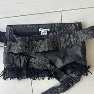 Jaded London Black Fringe Belted Skirt